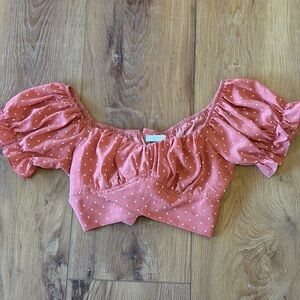 Elegant Puff Sleeve Blouse in Coral Pink